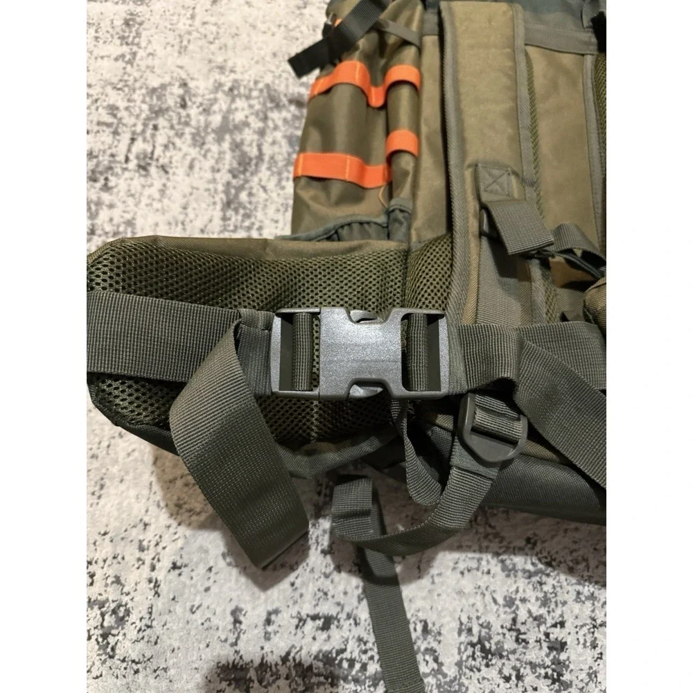 NWOT Hunting Backpack Roll Top Olive Green Orange Tactical Hiking Pack